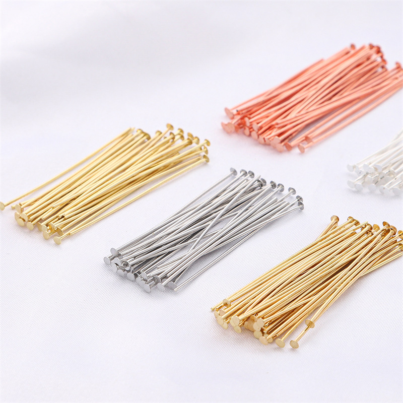 Jewelry Making Supplies Wholesale - เข็มเงินแท้ 925 หัวแบน 50 ชิ้น/แพ็ค สำหรับงานฝีมือ