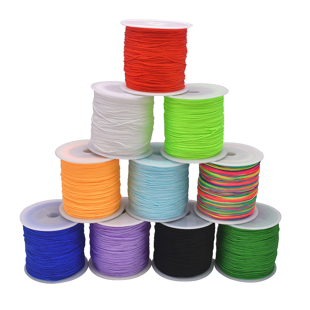 Jewelry Making Using Beads - ด้ายไนลอนซาตินงานหัตถกรรม100หลาด้ายเกลียวสำหรับถักจีนสายร้อยลูกปัด Kumihimo macrame สำหรับทำเครื่องประดับ