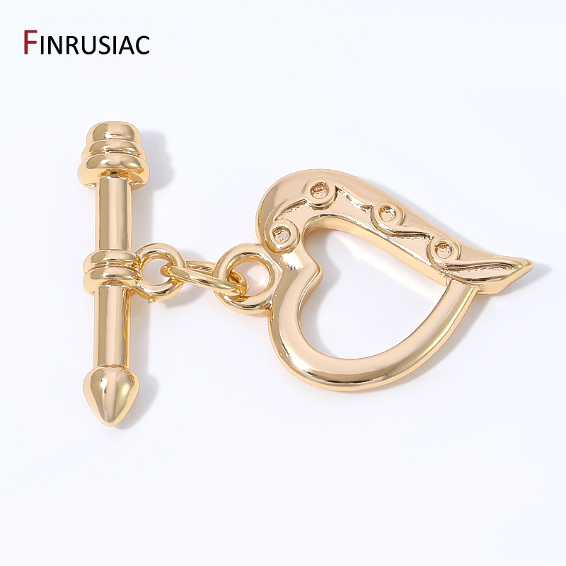 Jewelry Making Items - ตัวล็อกแบบหัวใจชุบทอง 14K ทำจากทองเหลือง, ตัวล็อกสำหรับเครื่องประดับ, ตัวเชื่อมต่อแบบ OT