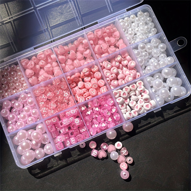 Jewelry Making Course - ชุดทำเครื่องประดับ DIY 10 ชิ้น ประกอบด้วยลูกปัดอะคริลิกสีชมพูและอุปกรณ์ทำเครื่องประดับทำมือ