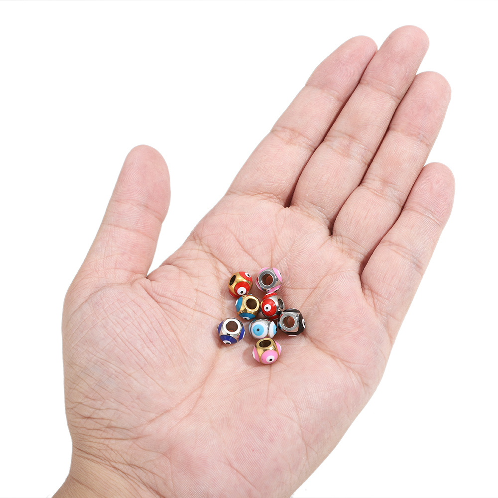 Jewelry Making Supplies Wholesale - 10pcs สแตนเลสสตีล 6 มม.เคลือบลูกปัดทองรอบ Spacer ลูกปัดขายส่งสําหรับเครื่องประดับ