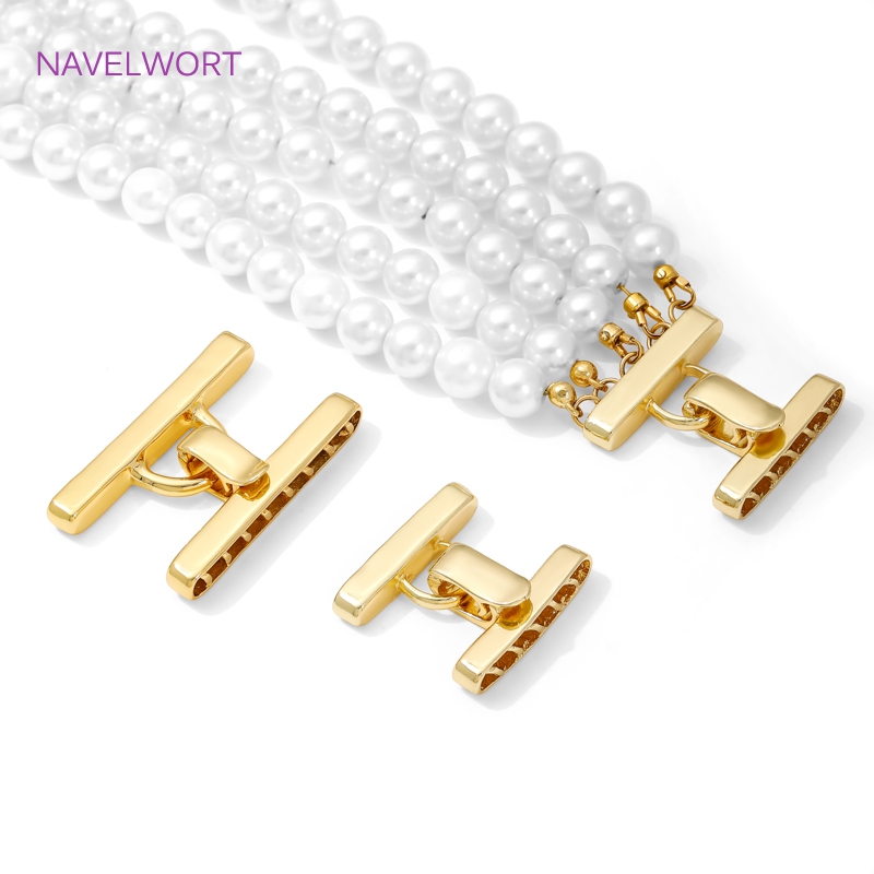 Jewelry Making Items - ตัวล็อคสร้อยคอหลายเส้น ชุบทอง 18K ตัวเชื่อมต่อไข่มุก, ตัวล็อคทองเหลือง, อุปกรณ์ทำเครื่องประดับ