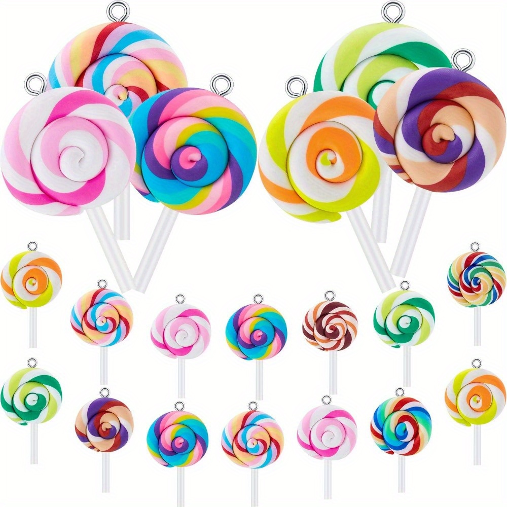 Jewelry Making In Clay - 3/9/18pcs Multi-สีนุ่มเซรามิค Lollipop จี้รูป Polymer Clay