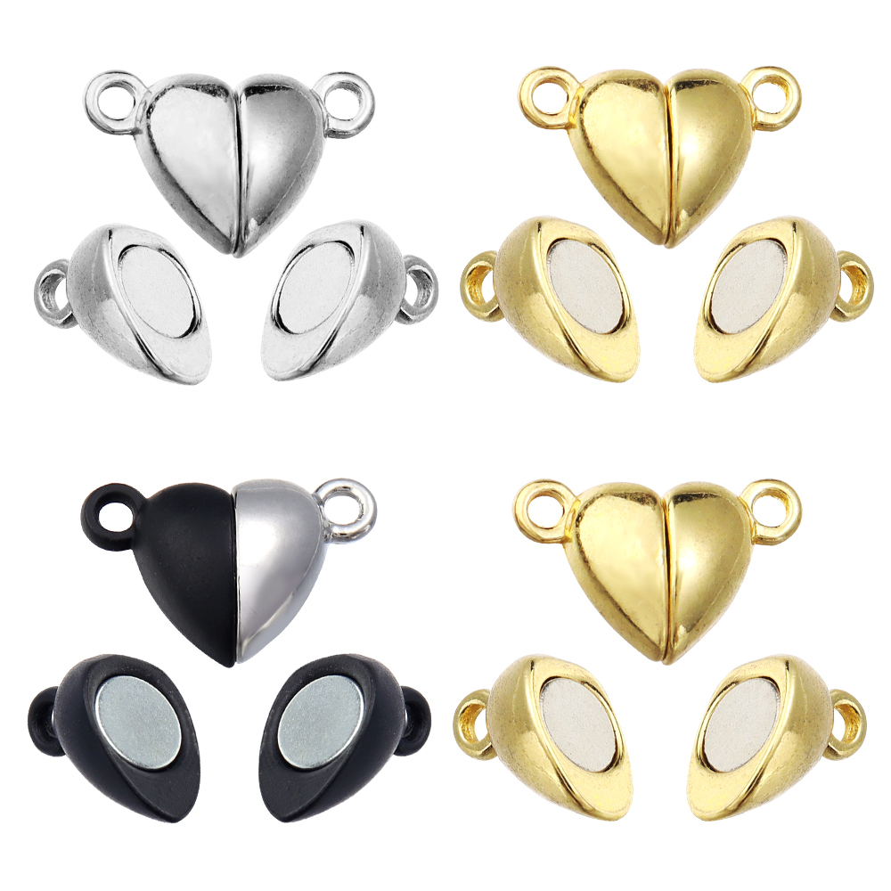 Jewelry Making Necklaces - ตัวล็อคแม่เหล็กรูปหัวใจโลหะผสม 5 ชิ้น/ชุด สำหรับสร้อยคอ สร้อยข้อมือ ตัวเชื่อมต่อแม่เหล็ก