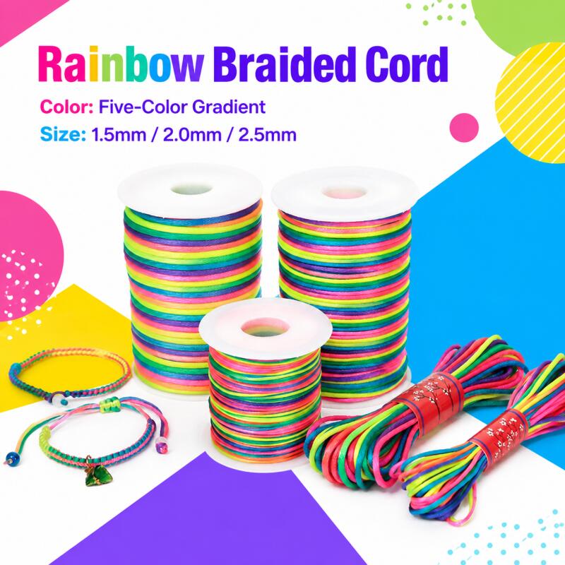 Jewelry Making Using Beads - เชือกไนลอนสีรุ้งขนาด 1.5~2.5 มม. ยาว 20/100 เมตร
