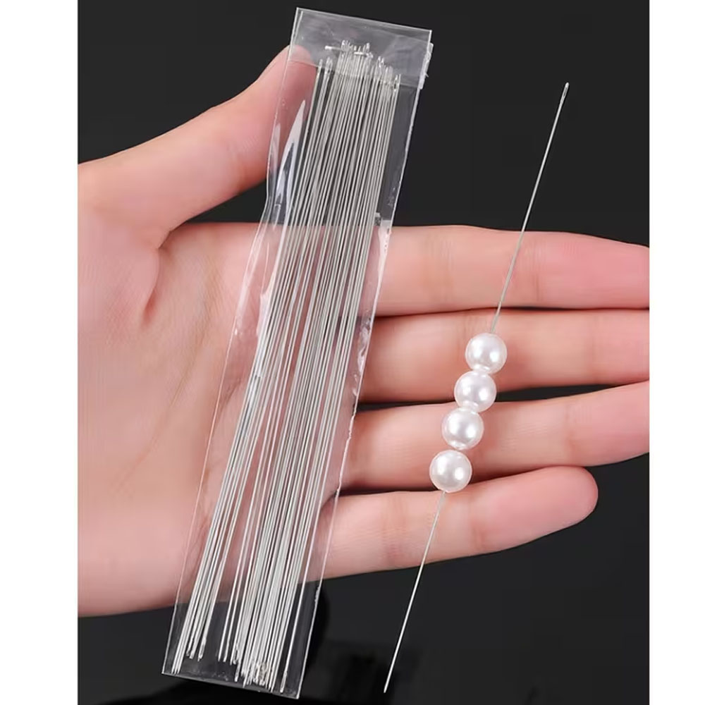 Jewelry Making Using Beads - เข็มร้อยลูกปัดพร้อมหลอด 10/100 ชิ้น สำหรับงานเย็บเครื่องประดับทำมือ เข็มใช้งานประจำวัน -