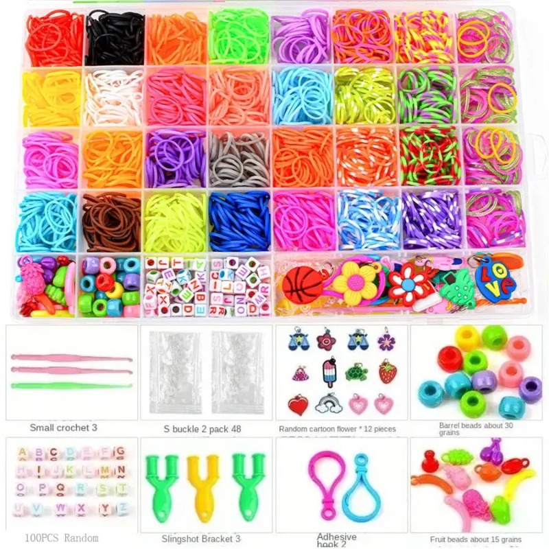 Jewelry Making Course - 4300 ชิ้น+ ชุดยางรัดหลากสี 32 สีสดใส -