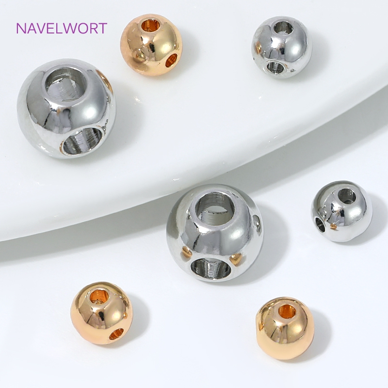 Jewelry Making Items - ลูกปัดทอง KC ชุบทอง 4 รู ทรงกลม