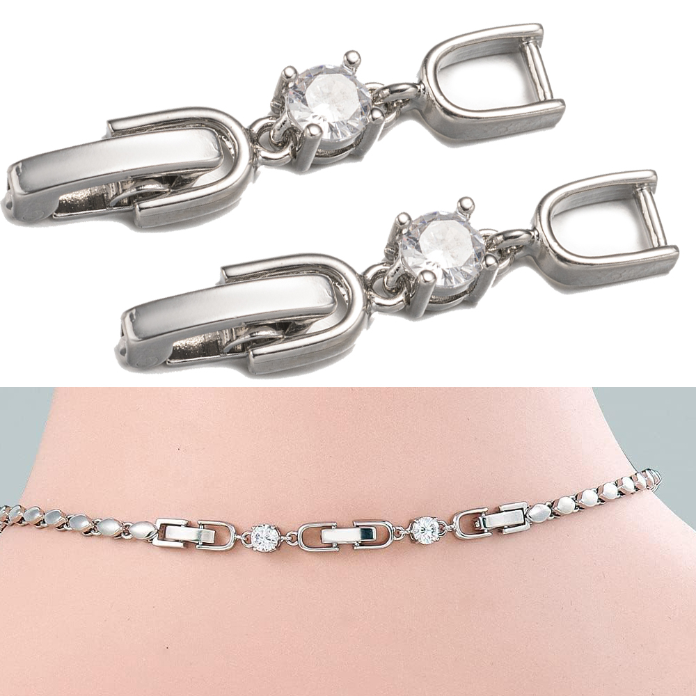 Jewelry Making Kits - ชุดตัวล็อคแบบพับได้ประดับคริสตัลและเพชรเทียมชุบทองคำขาว 5 ชิ้น สำหรับทำสร้อยข้อมือ สร้อยคอ และเครื่องประดับ