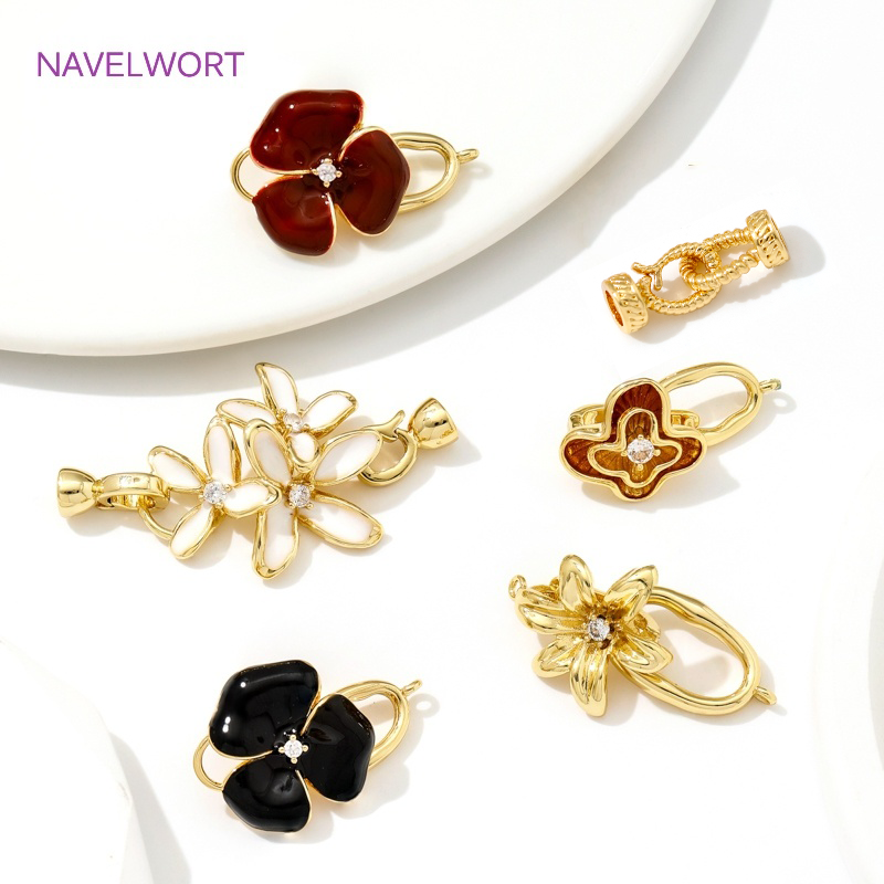 Jewelry Making Items - หลายรูปแบบ 18K ทองชุบทองเหลือง Pearl Clasp Connector