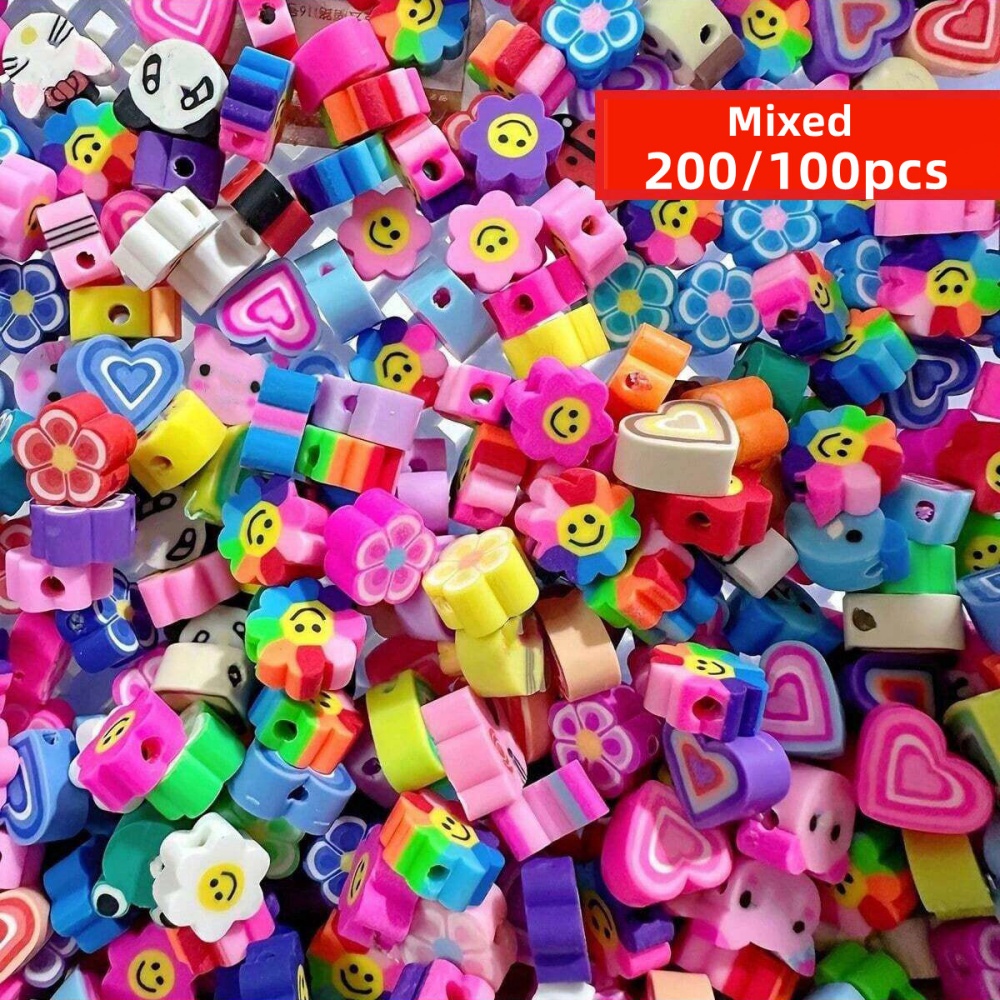 Jewelry Making In Clay - 200/100 ชิ้น ลูกปัดดินเหนียวทรงกลมสีสันสดใส ขนาด 9-11 มม.