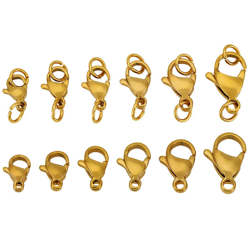Jewelry Making Items - ตัวล็อคแบบก้ามปูสแตนเลส 20 ชิ้น พร้อมห่วงสำหรับเชื่อมต่อ ใช้สำหรับทำสร้อยข้อมือ สร้อยคอ