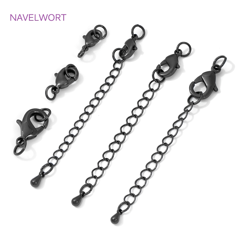 Jewelry Making Items - สีดำทองเหลืองก้ามปู&ตัวต่อโซ่,เข็มกลัดสำหรับเครื่องประดับ, DIY สร้อยข้อมือสร้อยคอทำอุปกรณ์เสริม,ตัวเชื่อมต่อสำหรับเครื่องประดับ