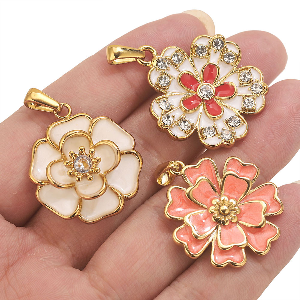 จี้รูปดอกไม้ขนาดใหญ่เคลือบสีสเ - Jewelry Making Supplies Wholesale บทวิจารณ์และราคา