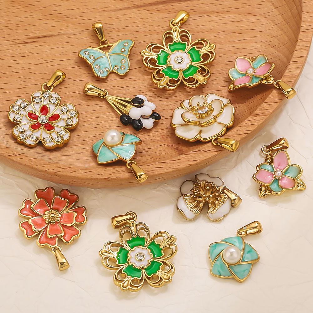 จี้รูปดอกไม้ขนาดใหญ่เคลือบสีสเ - Jewelry Making Supplies Wholesale บทวิจารณ์และราคา