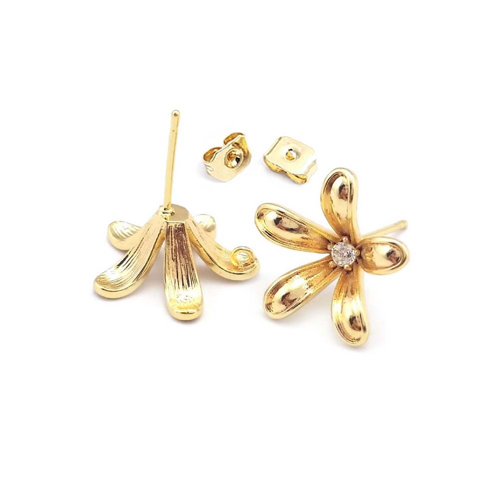 ต่างหูแบบติดหูรูปดอกไม้ทองเหลื - Jewelry Making Brass บทวิจารณ์และราคา