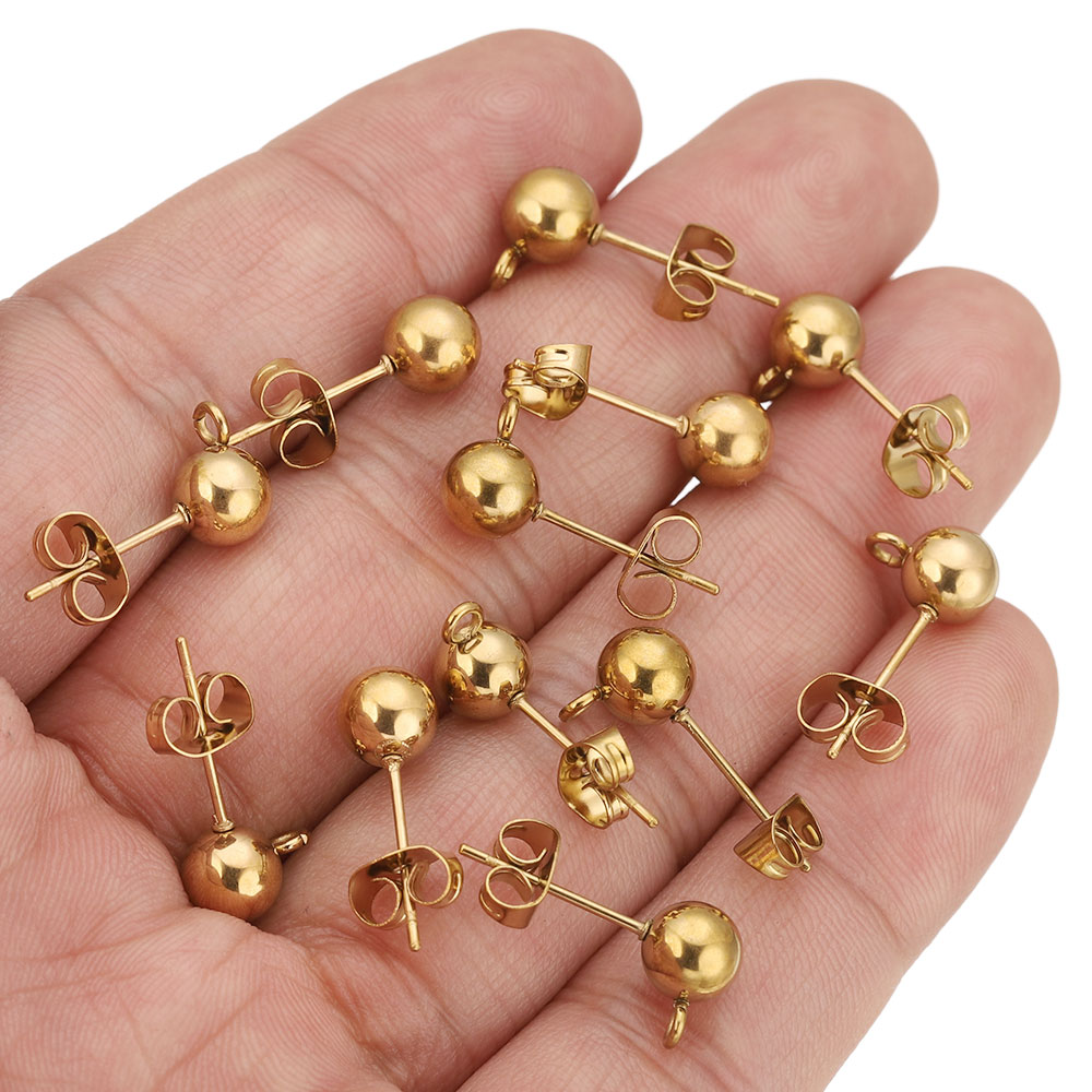 ต่างหูสแตนเลสทรงกลม ขนาด 4 5 6 - Jewelry Making Supplies Wholesale บทวิจารณ์และราคา