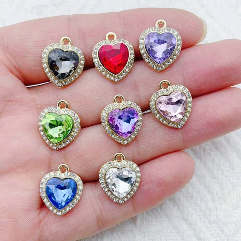 จี้รูปหัวใจฝังพลอยหลากสี 10 ชิ - Jewelry Making Necklaces บทวิจารณ์และราคา