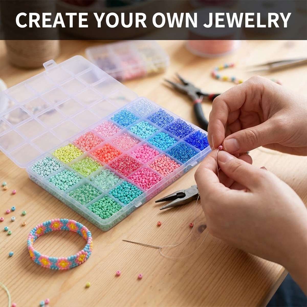 ชุดลูกปัดแก้ว Seed Beads ขนาด  - Jewelry Making Course บทวิจารณ์และราคา