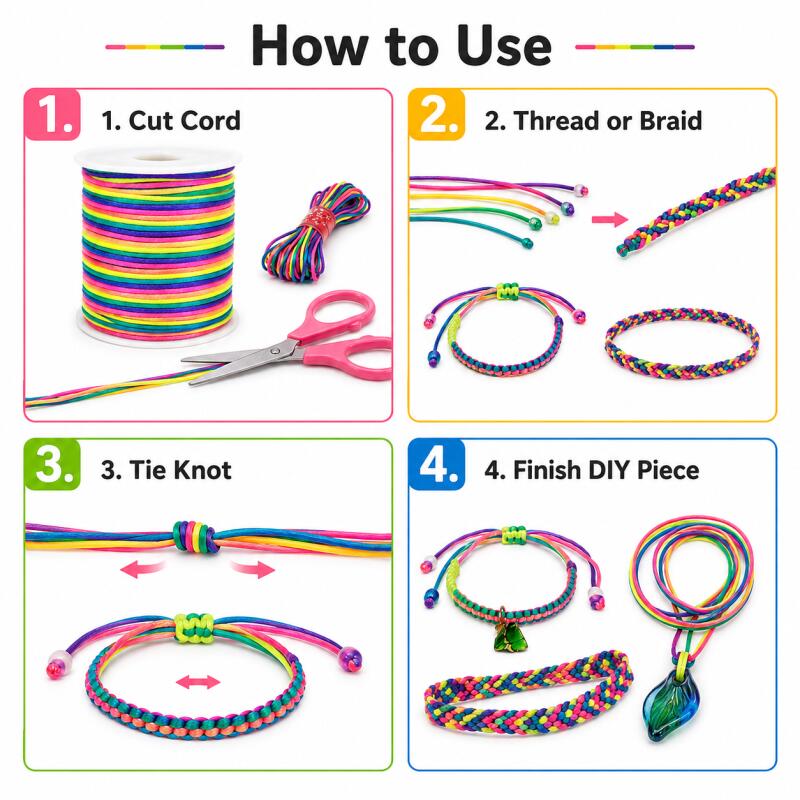 เชือกไนลอนสีรุ้งขนาด 1.5~2.5 ม - Jewelry Making Using Beads บทวิจารณ์และราคา