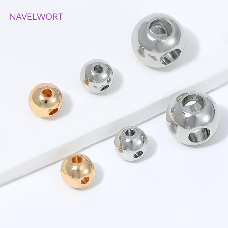 ลูกปัดทอง KC ชุบทอง 4 รู ทรงกล - Jewelry Making Items บทวิจารณ์และราคา