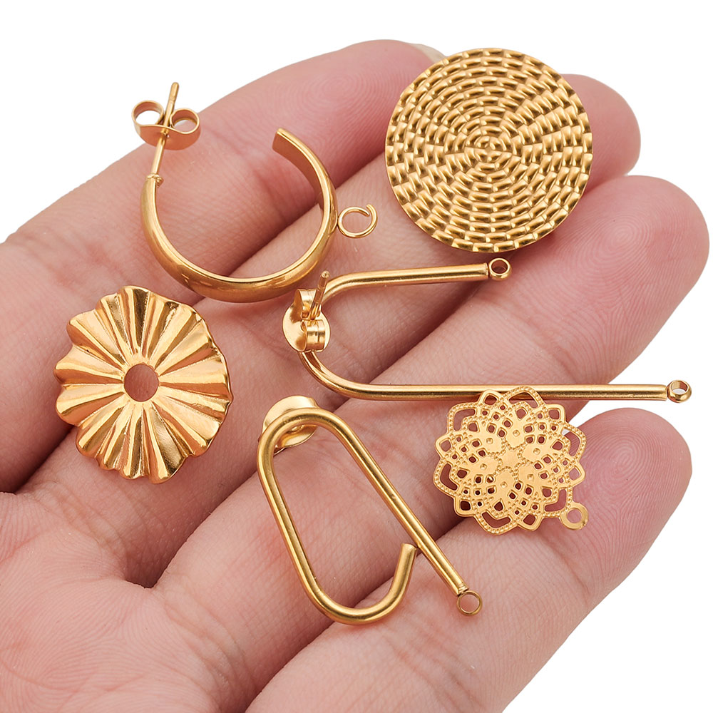 ต่างหูสแตนเลส 10 ชิ้น ชุบทอง 1 - Jewelry Making Supplies Wholesale บทวิจารณ์และราคา