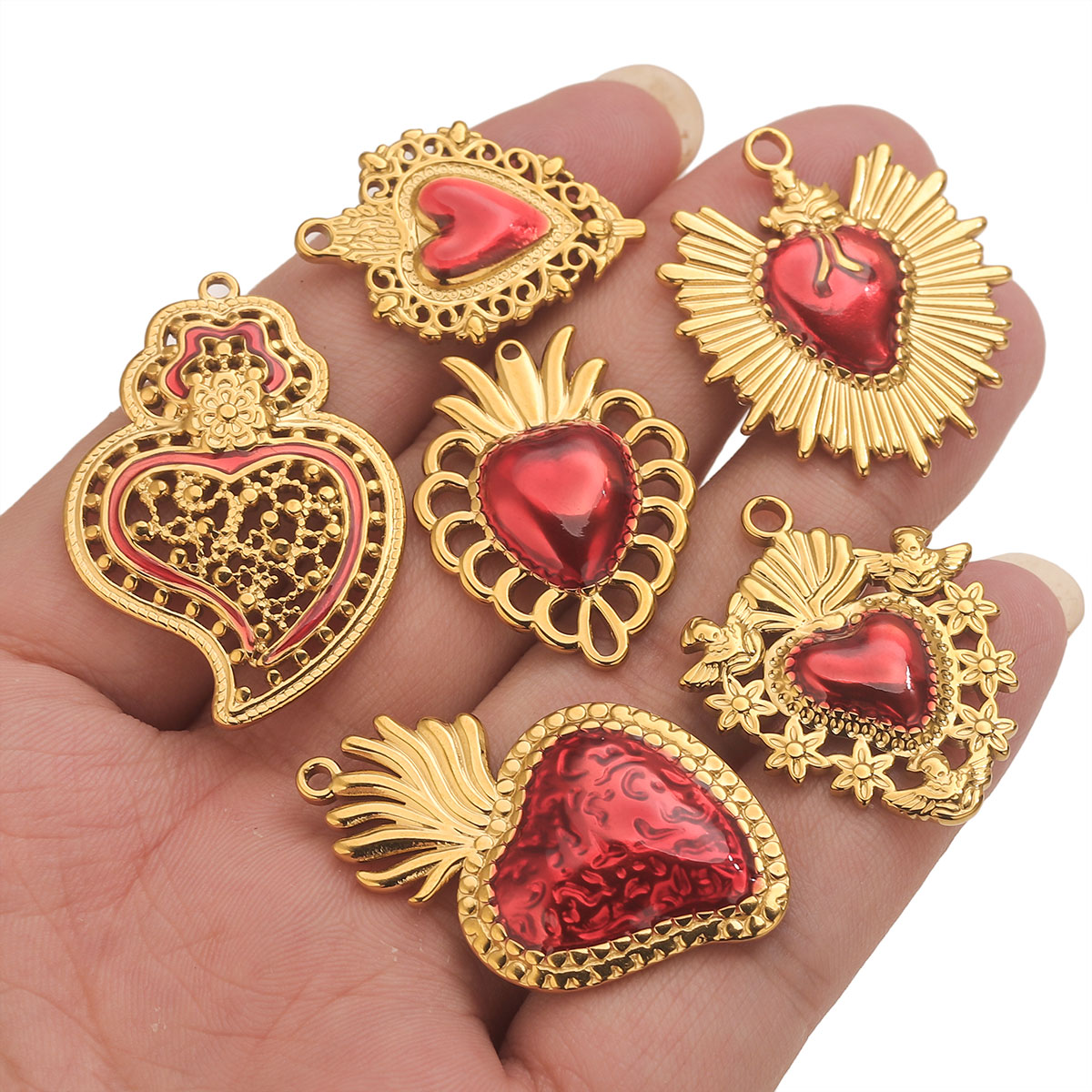 3 ชิ้นสแตนเลสสตีลสีแดงเคลือบรู - Jewelry Making Supplies Wholesale บทวิจารณ์และราคา