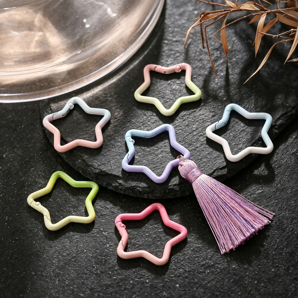 ห่วงคล้องกุญแจรูปดาวไล่สี 5 ชิ - Jewelry Making Supplies บทวิจารณ์และราคา